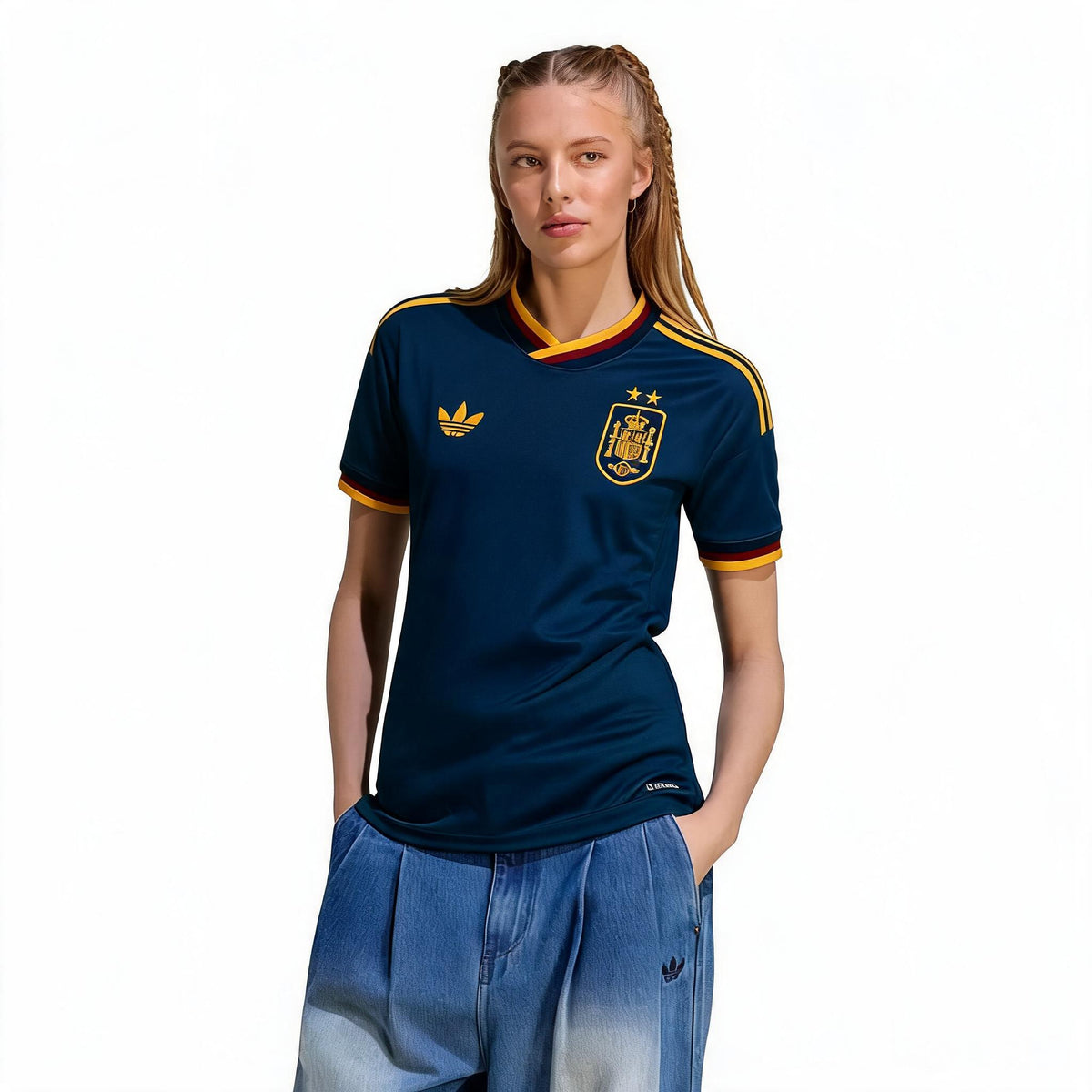 Camiseta especial azul de 2 estrellas para mujer de España 2026 2027